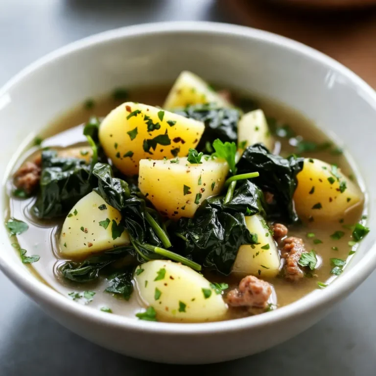 - 1 lb Italian sausage (mild or spicy, based on preference) - 1 large onion, diced - 3 cloves garlic, minced - 4 cups chicken broth - 2 large potatoes, diced (Russet or Yukon Gold) - 1 cup heavy cream - 2 cups fresh spinach - 1 teaspoon crushed red pepper flakes (optional for extra heat) - Salt and pepper to taste - Olive oil for sautéing - Fresh parsley, chopped (for garnish) You can change this soup to fit your taste. Here are some ideas: - Add other greens like kale or Swiss chard for more nutrients. - Swap heavy cream for coconut milk for a dairy-free version. - Use different types of sausage, like chicken or turkey, for a leaner dish. - Toss in some diced carrots or celery for added crunch and flavor. To make your Zuppa Toscana truly shine, keep these tips in mind: - Choose high-quality Italian sausage. The flavor makes a big difference. - Use fresh garlic and onions. They add depth and aroma. - For the potatoes, stick with Russet or Yukon Gold. They break down well and add creaminess. - When adding spinach, stir it in last. This keeps it bright and fresh. - Taste as you go! Adjust salt and pepper to make it just right for you. {{ingredient_image_1}} Start by gathering all your ingredients. You will need Italian sausage, onion, garlic, chicken broth, potatoes, heavy cream, spinach, and seasonings. Make sure to have a large pot ready. This will help everything cook evenly and blend well. Dice your onion and potatoes into small pieces. Mince your garlic cloves. This prep makes cooking easier and faster. 1. Cook the sausage: Heat a drizzle of olive oil in your pot over medium heat. Once hot, add the Italian sausage. Break it apart with a spoon. Cook until it turns brown, about 5-7 minutes. After it’s cooked, take it out and set it aside. Keep those tasty drippings in the pot. 2. Sauté the veggies: In the same pot, add the diced onion. Sauté for about 3-4 minutes until it becomes clear. Stir in the minced garlic and cook for another minute. You want that garlic smell to fill your kitchen! 3. Add broth and potatoes: Pour in the chicken broth and bring it to a gentle boil. Add the diced potatoes, crushed red pepper flakes (if you like heat), and a pinch of salt. Lower the heat, cover the pot, and let it simmer for 15-20 minutes. Check the potatoes to ensure they are tender. 4. Combine ingredients: Once the potatoes are soft, stir in the cooked sausage and the heavy cream. Let everything heat through for about 5 minutes. This makes the soup rich and creamy. 5. Add spinach: Fold in the fresh spinach last. Stir gently until it wilts, which should take about 2 minutes. Taste the soup and add more salt and pepper if you need it. Serve the soup hot in bowls. Garnish each bowl with fresh parsley for a splash of color. This step adds a nice touch and enhances the flavor. Enjoy your homemade Copycat Zuppa Toscana! To make the best Zuppa Toscana, use good quality Italian sausage. Choose between mild or spicy based on your taste. When cooking the sausage, break it into small pieces. This helps it mix well in the soup. Don't rush the onion and garlic. Sauté them slowly for great flavor. Add the potatoes after the broth is hot. This helps them cook faster. When the potatoes are tender, mix in the heavy cream. This gives the soup a rich texture. Lastly, add spinach right before serving. It wilts quickly and keeps its bright color. A common mistake is overcooking the spinach. It should look fresh and bright. If you cook it too long, it turns dark and mushy. Another error is not seasoning properly. Always taste the soup before serving. Adjust the salt and pepper to fit your flavor. Do not skip the crushed red pepper if you like heat. It adds a nice kick. Also, avoid using too much cream. Too much can make the soup too heavy. Balance is key for the best taste. To boost flavor, try adding herbs like thyme or rosemary. These add depth. You can also sprinkle some fresh lemon juice. It brightens the soup and enhances its taste. For texture, consider adding kale instead of spinach. Kale holds up well and adds a nice bite. If you want a thicker soup, mash some potatoes in the pot. This gives a creamy feel without adding more cream. Finally, top your soup with crispy bacon bits for an extra crunch. Pro Tips Choose Your Sausage: Selecting between mild or spicy Italian sausage can dramatically change the flavor profile of your dish, so pick according to your preference for heat. Potato Type Matters: Using Yukon Gold potatoes will provide a creamier texture compared to Russets, enhancing the overall richness of the soup. Fresh Spinach Addition: Add the spinach towards the end of cooking to retain its vibrant color and nutrients, ensuring it wilts just enough without losing its freshness. Garnish for Flavor: Fresh parsley not only adds a pop of color but also a fresh flavor that balances the richness of the cream and sausage in the soup. {{image_2}} To make this soup vegetarian, swap the sausage for mushrooms. Mushrooms add a rich flavor that mimics meat. You can also use plant-based sausage for a similar taste. Replace chicken broth with vegetable broth for a vegan twist. For a creamy texture, use coconut milk or cashew cream instead of heavy cream. This will keep the soup rich and satisfying. If you want to change the protein, consider using chicken or turkey. Cooked shredded chicken works well. Ground turkey is another great option for a leaner soup. You can also use beans like cannellini or chickpeas. These add protein and fiber, making the soup heartier. To boost the flavor, add more vegetables like carrots or celery. These will add sweetness and texture. You can also toss in kale instead of spinach for a different green. For more heat, add extra crushed red pepper flakes. Fresh herbs like thyme or rosemary can enhance the taste, too. Stir in a splash of lemon juice before serving for a bright finish. To store leftovers, first let the soup cool. Use an airtight container. Pour the soup into the container. Seal it tightly. Keep it in the fridge. It should last for about three days. If you want to enjoy it later, freezing is a great option. When you are ready to eat, take the soup out of the fridge. Pour it into a pot. Heat it over medium heat. Stir it often to warm it evenly. If the soup looks too thick, add a splash of chicken broth or water. Heat until it's hot, but don't let it boil. To freeze, use freezer-safe containers. Leave some space at the top. The soup will expand as it freezes. Label the containers with the date. You can freeze it for up to three months. When you are ready to eat, let it thaw in the fridge overnight before reheating. Zuppa Toscana is a hearty Italian soup. It features Italian sausage, potatoes, and greens. The rich broth warms you up and fills your belly. Many love its creamy texture and bold flavors. It's a comfort food that is easy to make at home. Yes, you can make Zuppa Toscana in advance. This soup tastes even better the next day. Just store it in an airtight container. Keep it in the fridge for up to three days. When ready to eat, reheat it on the stove. To make it spicier, add more crushed red pepper flakes. You can also use spicy Italian sausage. For a milder taste, choose mild sausage and skip the red pepper. Adjust the spice to fit your taste buds. Enjoy making it your own! This blog post covered all you need to know about making Zuppa Toscana. We explored ingredients, step-by-step cooking, and tips for perfecting this dish. You also learned about variations and how to store leftovers for later enjoyment. Zuppa Toscana is a warm, hearty soup that anyone can master. With the right ingredients and some care, you can make it your own. I hope you enjoy every flavorful spoonful!